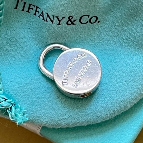 Tiffany & Co. Lock Charm Las Vegas Silver Round with Pouch and Box - Picture 5 of 11
